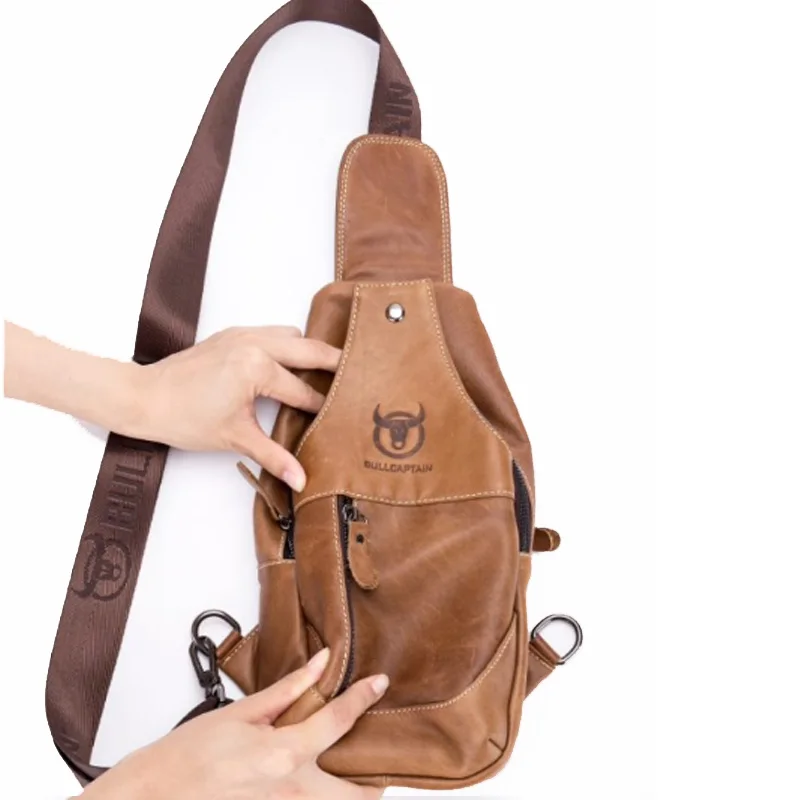 BULLCAPTAIN 2 цвета Новый Для мужчин Crossbody Груди Мешок отдыха из натуральной кожи