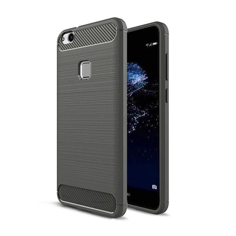 Huawei P10 Lite чехол huawei P10 Lite чехол TOMKAS модный силиконовый чехол для телефона s для huawei P10 Lite TPU текстура углеродного волокна - Цвет: Gray