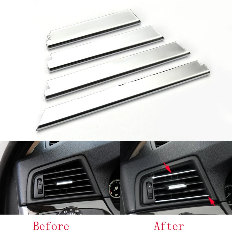 4X хромированная полоса обода кондиционера решетка радиатора Накладка для BMW 5