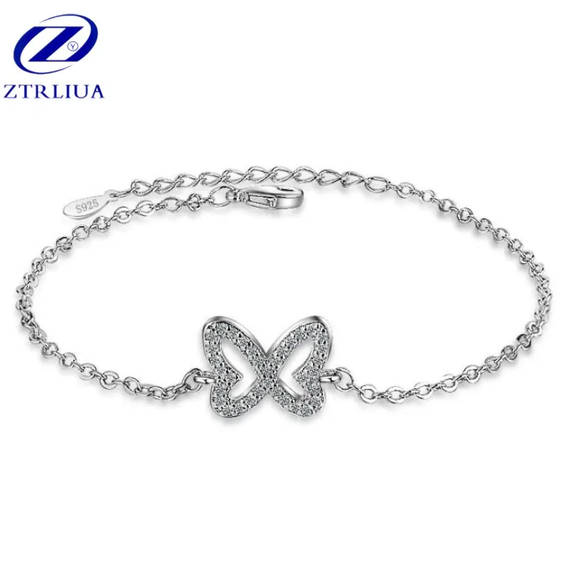 

High-quality Popular Fashion Silver Plated Jewelry Full Of Crystal Bow High-end Female Temperament Bracelets SB81