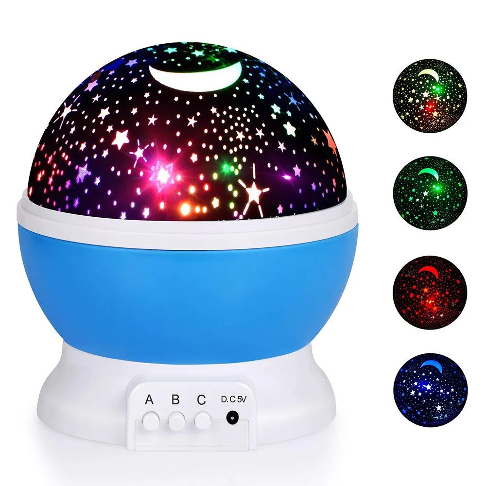 Elecstars LED Night Light Atmosphere lamp gift Star Projector Lamp Rotating Battery USB Romantic Starry Sky Projector Best Gift - Испускаемый цвет: XKD(BL)
