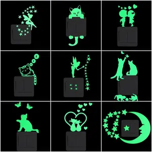 Мультфильм светящийся Переключатель наклейка светится в темноте наклейки на стену домашний декор Детская комната декоративная наклейка на стену Кот Фея Луна Звезда