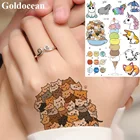 Милая водостойкая тату-наклейка в виде кота на запястье для детей, мороженое, единорог, Женская временная татуировка с лошадью на заказ