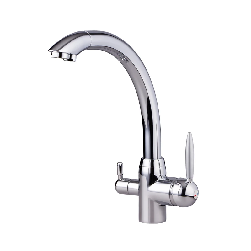 Твердый латунный поворотный 3 в 1 питьевой воды смесители для кухни Robinet Para Torneira Wels смеситель для раковины три потока 3 Way Фильтр Краны - Цвет: Chrome Silver