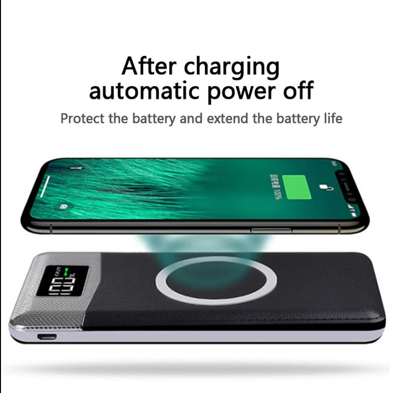 10000 мАч Внешний аккумулятор, беспроводной внешний аккумулятор, двойной USB, беспроводное зарядное устройство, чехол, внешний, портативный для iphone X