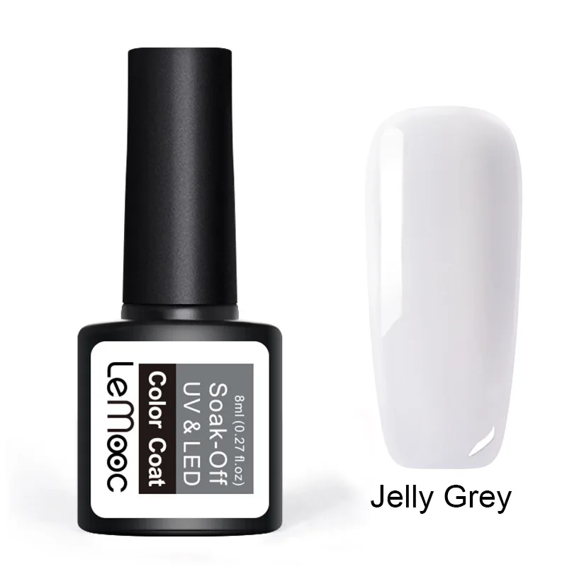 Jelly Grey LEMOOC 8 мл Базовое покрытие верхнее покрытие гель лак для ногтей прозрачный впитывающий УФ гель основа под лак для УФ-гель для дизайна ногтей лак - Цвет: Jelly Grey