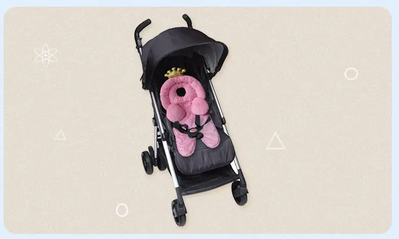 Sozzy Baby Stroller Mat with Anti Roll Pillow Cotton Child Infant Cushion for Strollers Kids Toddlers Head Body