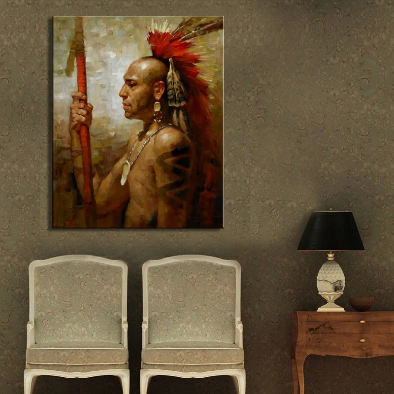 Фото Индийский человек с перьями плакаты-портреты и принты настенная Картина на