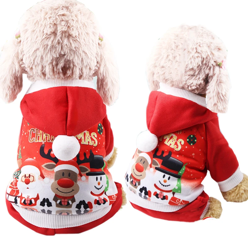 New Year Pet Dog Hooded Coat Jacket Winter Warm Clothes for Small Dogs Chihuahua Pug Costumes Christmas Puppy Clothing Overalls|Пальто и