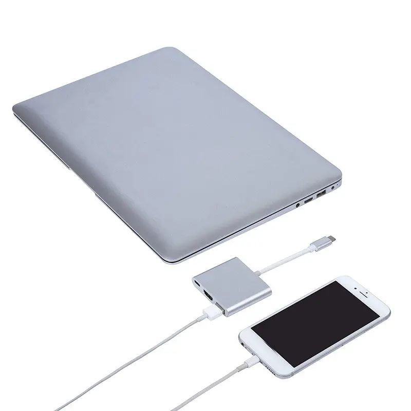 BrankBass 3 in1 USB Type C 3.1 Мужчина К USB3.0/HDMI 4 * 2 К/Тип Женский Адаптер Зарядного Устройства