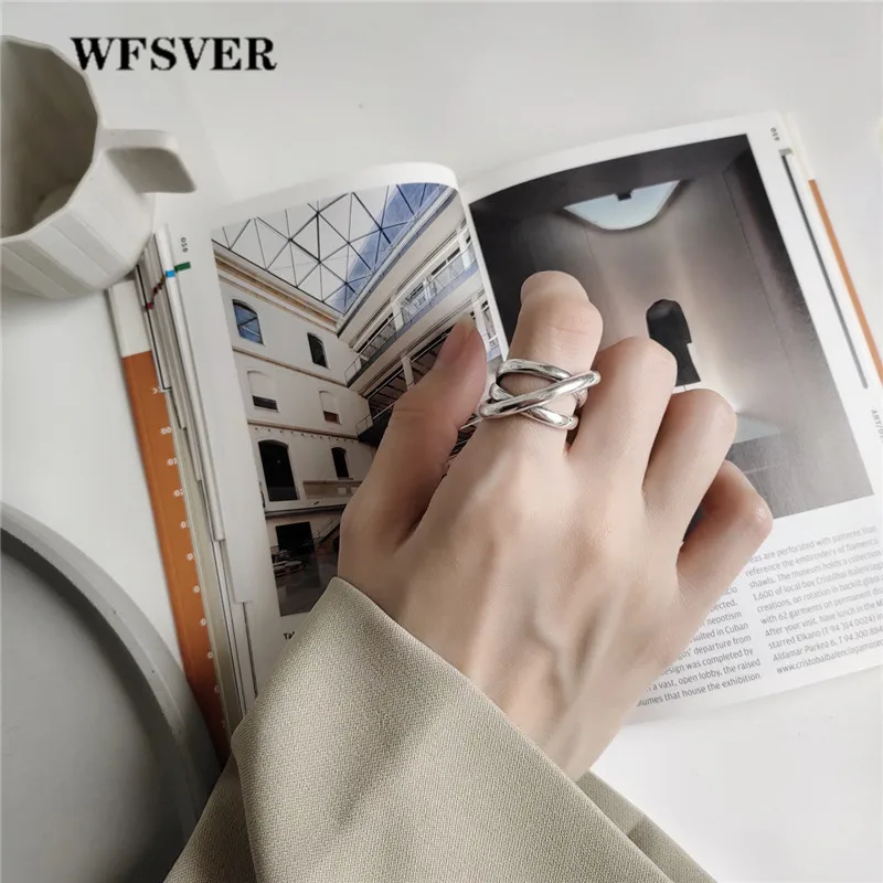 WFSVER корейский стиль кольцо из стерлингового серебра 925 Двухслойное