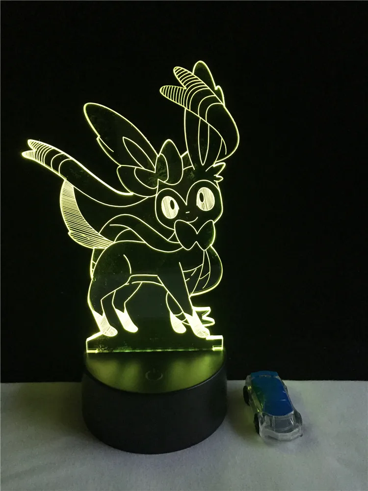 Покемон Игры Eevee Sylveon 3D лампа Kawaii Мультфильм Рисунок USB светодиодный ночник Иллюзия лампы Рождественский подарок Лава дома настроение Декор