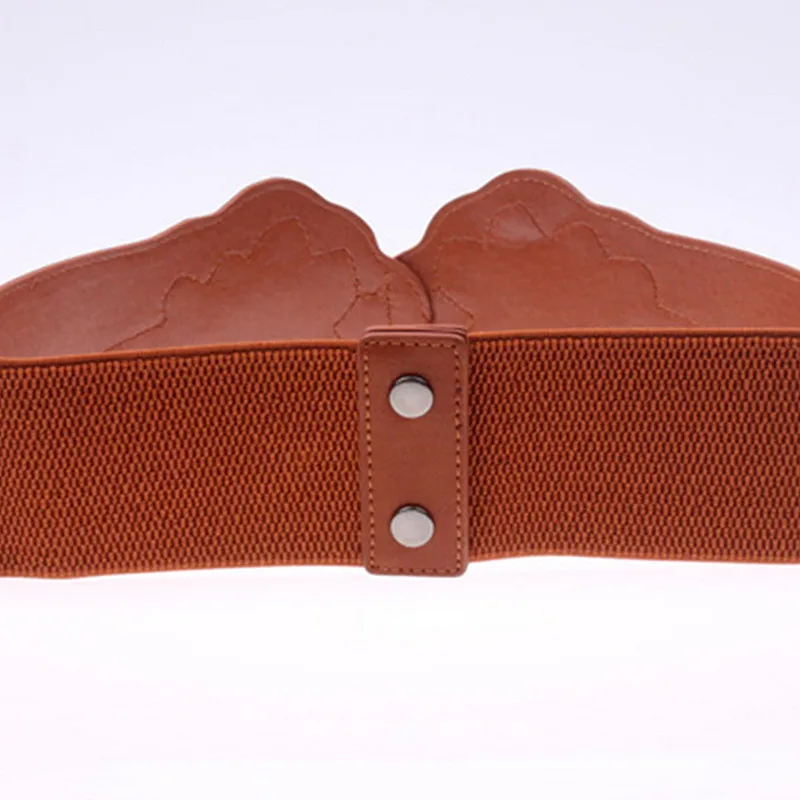 Luxury Women PU Leather Wide Elastic Belts Chinese Style Knitted Floral female Decoration 2 Colors For Women Belt Cummerbunds