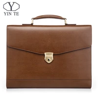 yinte mens leather briefcase messenger handbag laptop briefcase office bag lawyer teacher business hard bags portfolio t8570 4