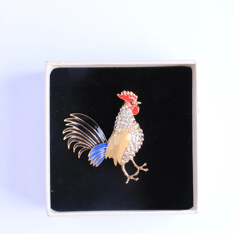 Новинка эмалированная брошь петуха булавки в виде животных стразы заколки