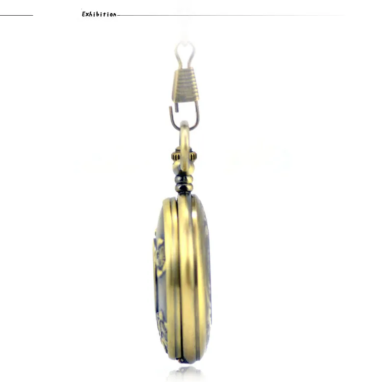 Коричневый Скелет механический ручной Ветер Карманные &amp Fob часы раскладушка