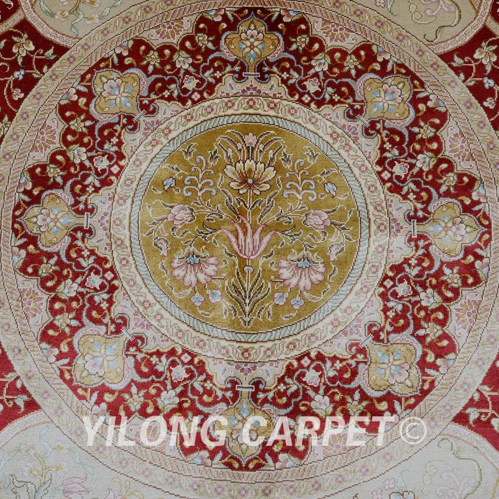 Yilong 5 'x 7 5' персидский шелковый ковер красный vantage ручной УЗЕЛКОВЫЙ кашмирский (1120)|hand knotted rug|rugged ruggedrugs red |