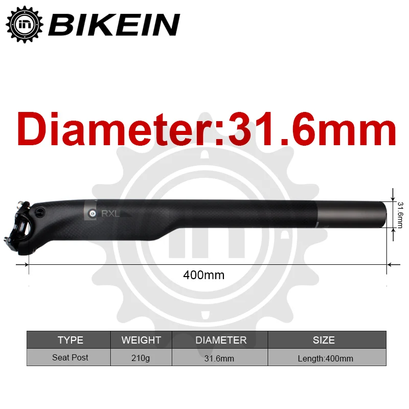 31.6mm BIKEIN полный 3K карбоновый дорожный велосипед ломающийся ветер Подседельный штырь для горного велосипеда 400 мм велосипедный MTB Pro запчасти Сверхлегкий 210 г - Цвет: 31.6mm