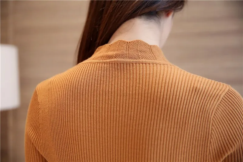 Корейские модные женские свитера и пуловеры Sueter Mujer с рукавами-хомутами, одноцветные тонкие сексуальные эластичные женские топы 1063