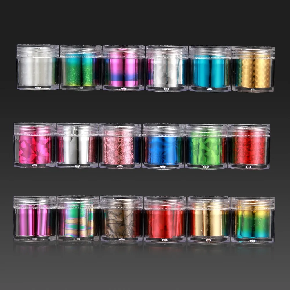 18 видов цветов/упаковка один горшок для дизайна ногтей переводная фольга