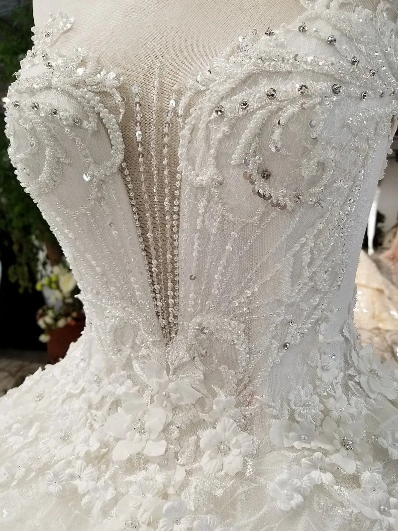 LS01480 свадебное платье кружевные цветы2018 Роскошное мантии венчания платья шарика