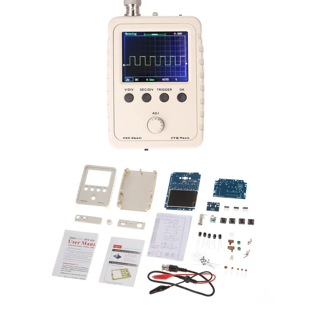 Цифровой осциллограф DIY Kit части с Чехол SMD спаянный электронный Обучающий набор 1MSa/s 0-200 кГц 2," TFT карманный размер