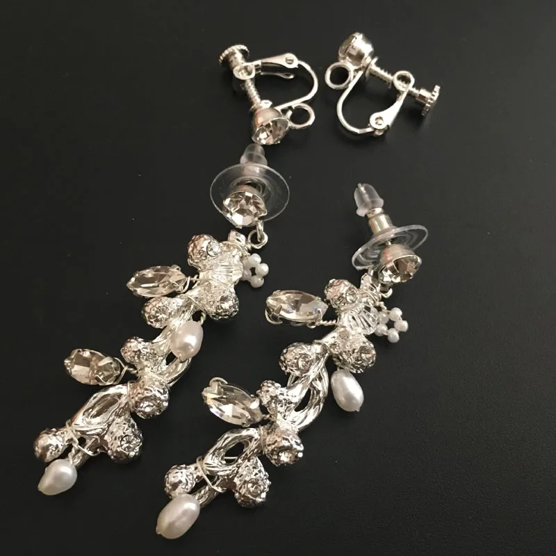 Женские серьги подвески ручной работы SLBRIDAL цвета розового золота с кристаллами и