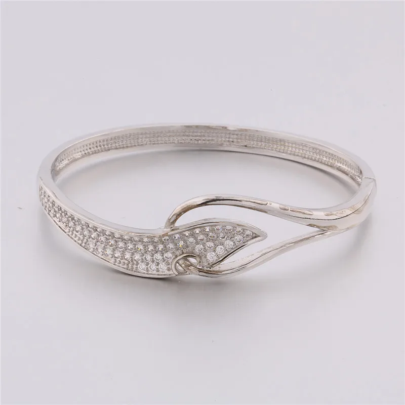 white gold plated BUDONG Новая мода дамы индийский ЛЮБОВЬ Бесконечность браслет для женщин золото цвет браслет белый фианит, циркон обручальные ювелирные изделия XUZ043 - Окраска металла: white gold plated