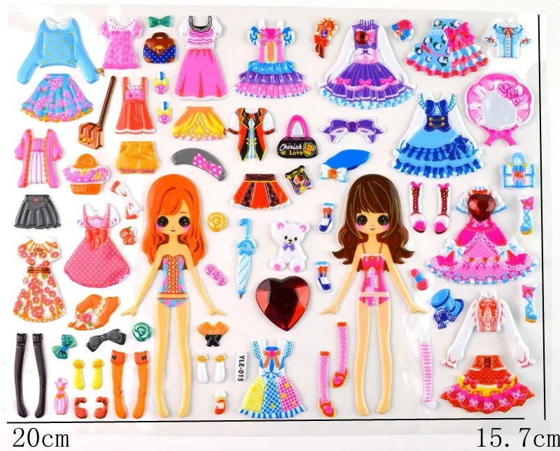 1 шт. 3D наклейки на одежду для девочек 20 см х 15 7 см|girls changing clothes|change clothes stickersstickers