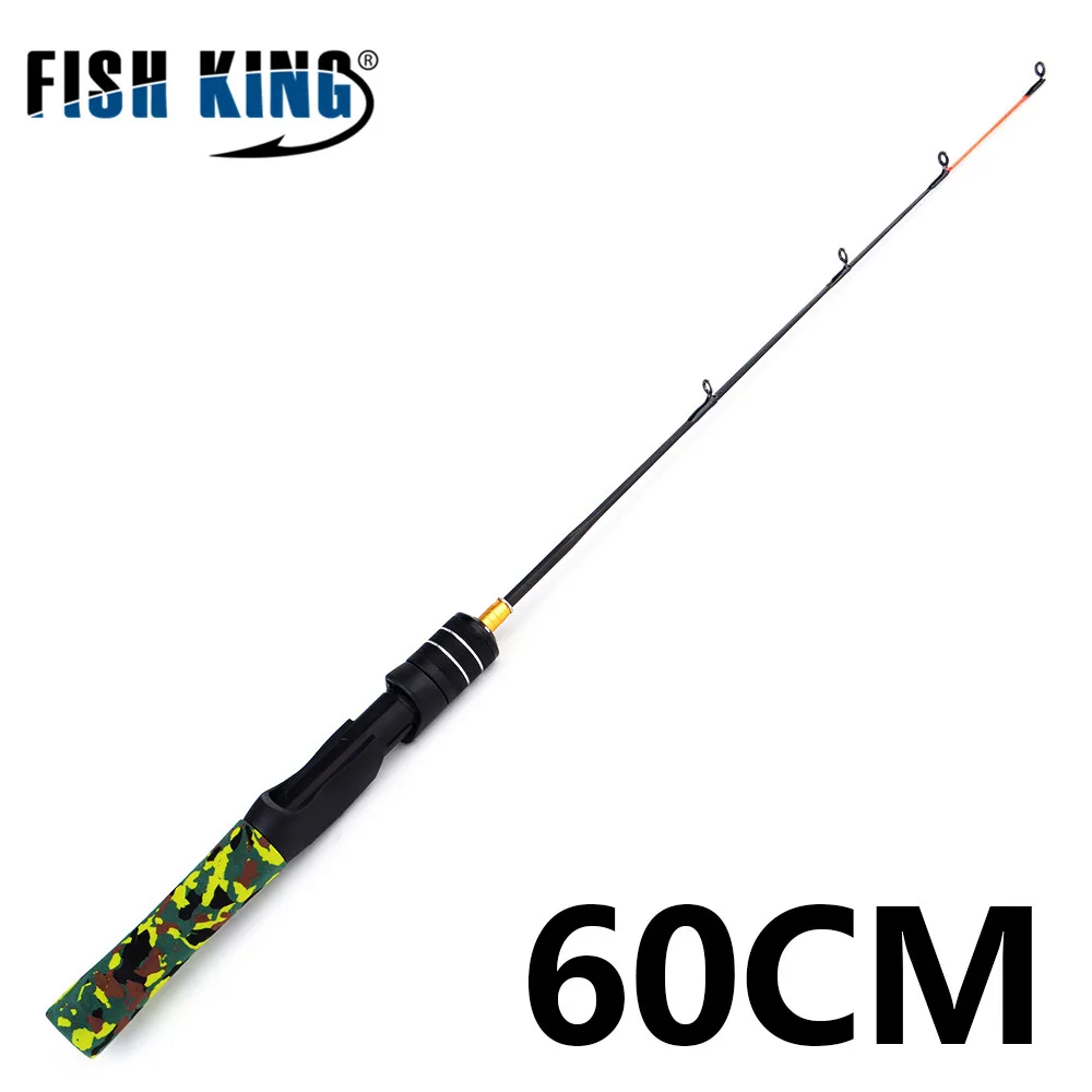 Небесно-голубой FISH KING зимняя удочка для подледной рыбалки 50/75 см, 2 секции, удочки с катушкой для рыболовного колеса, снасти - Цвет: Небесно-голубой