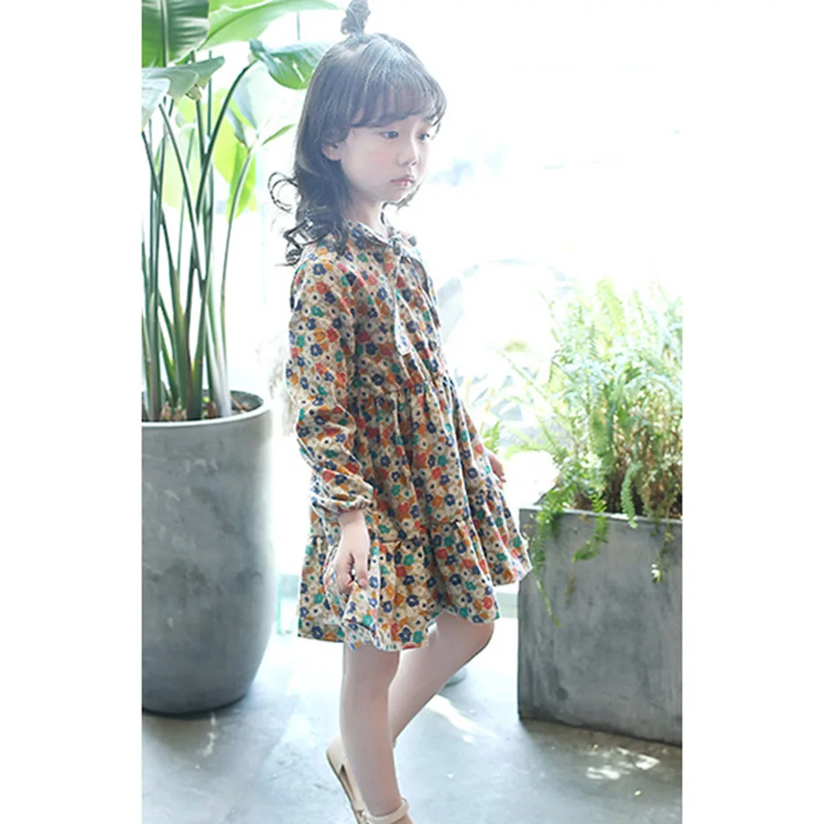 Dresses For Girls Floral Pattern Dress Full Length Children Party Spring Autumn Kids Clothes 8 10 12 14 Year | Детская одежда и