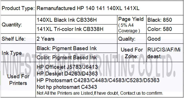 Российские чернила для hp Photosmart 4283 4483 4583 5283 5363 принтер чернила для hp XL 140 141 чернил CB338H CB337H CB336H CB335H E169