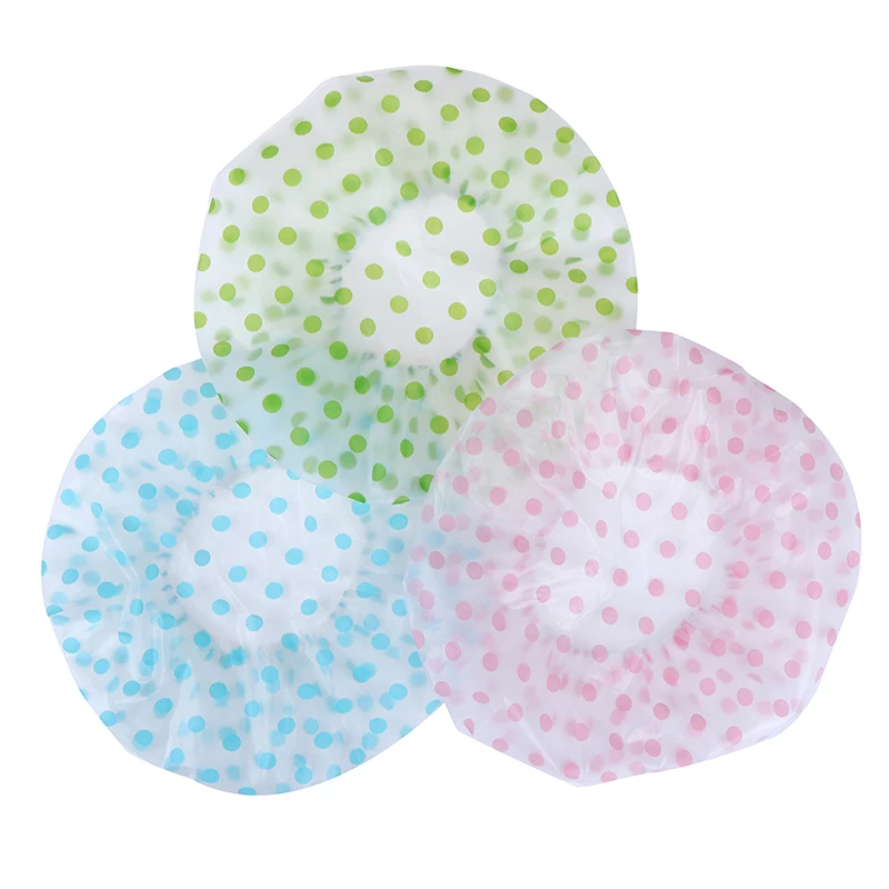 

1PC Dot Waterproof Shower Cap Thicken Elastic Bath Hat Bathing Cap For Women Hair Salon Bathroom Products 3 Color