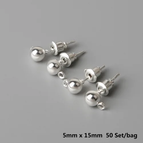 Silver 50 компл./упак. золотые Серебрянные Родиевые позолоченные металлические подвесные серьги-гвоздики серьги затычки для ушей сочетание поиск для DIY аксессуары для ювелирных изделий - Цвет: Silver