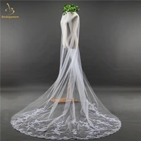 2019 new style white wedding veils veu de noiva lace 3 m long wedding veils appliqued edge tulle bridal veil qa1292