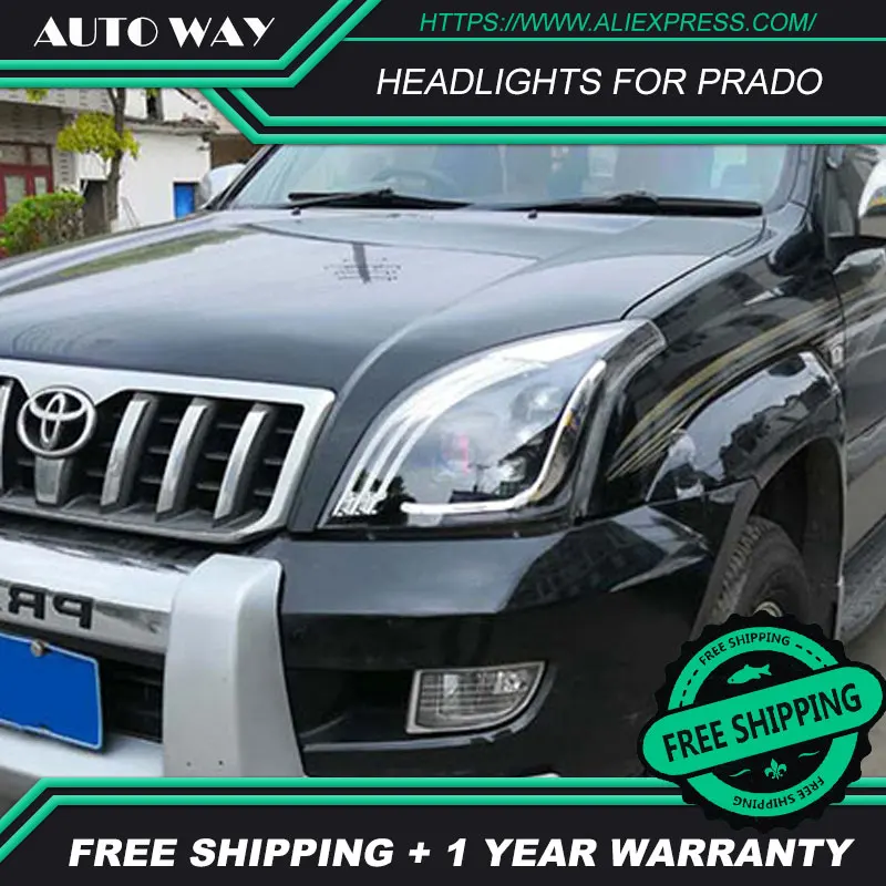 Автомобильный Стайлинг для фары для Toyota Prado DRL 2003-2009 для Toyota Prado светодиодный светильник DRL Q5 bi xenon объектив полный светодиодный светильник на голову s
