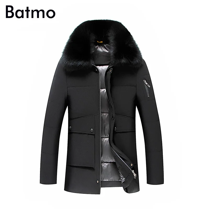 Batmo 2017 новое поступление зимняя высококачественная серая пуховая куртка с лисьим