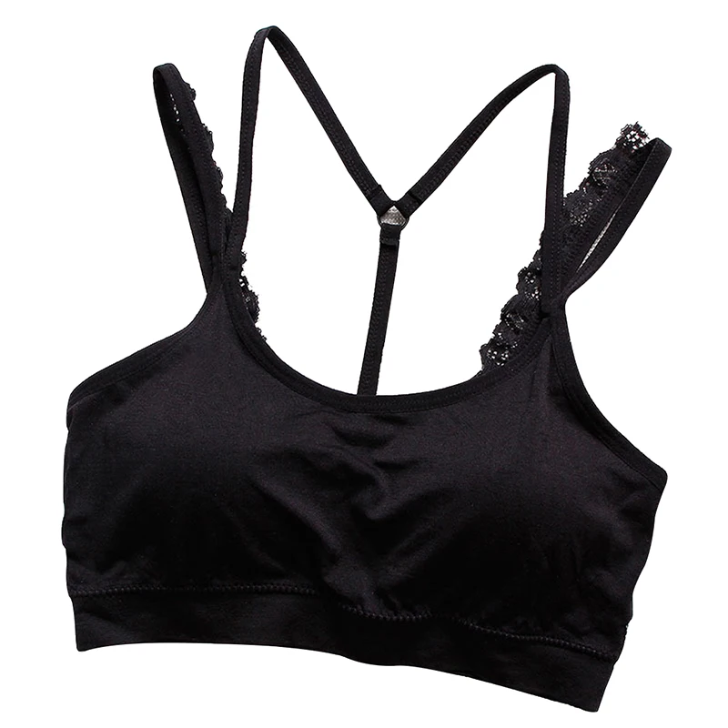Women Tank Backless Sports Bras Running Crop Push Up Fitness Top Lace Strap Gym Tops Sport Vest Padded Yoga | Спорт и развлечения