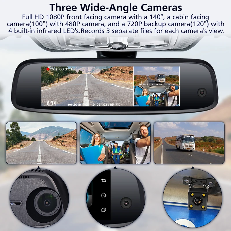 Junsun K757 Автомобильный видеорегистратор камера Ram 2+ 32GB ADAS Dash Cam 4G FHD 1080p gps Navi Android камера зеркало заднего вида для такси