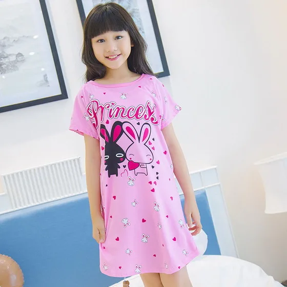 Летние Ночные платья 2018 новая ночная рубашка с короткими рукавами и рисунком