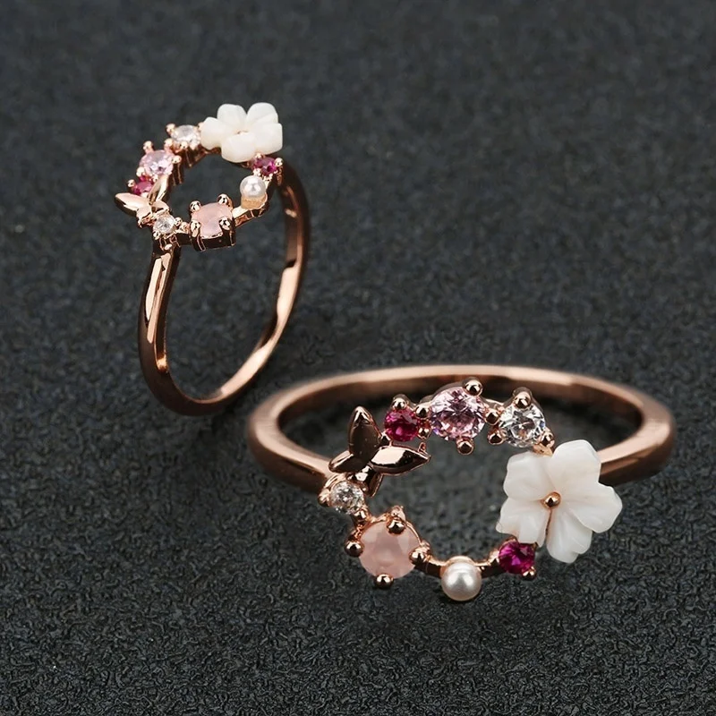 Новое модное ювелирное изделие из розового золота с цирконом и жемчугом