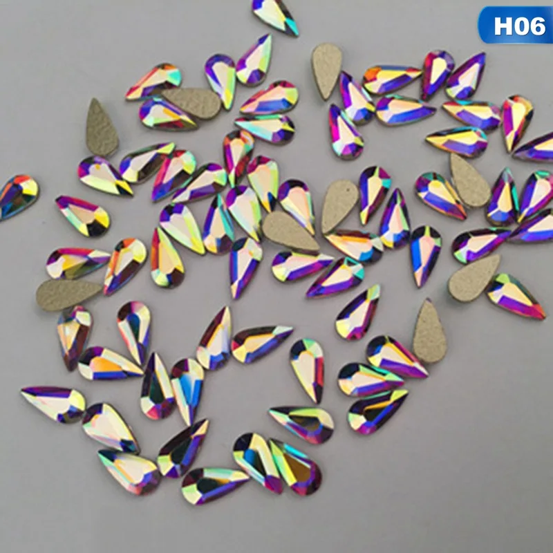 Water droplets 10 шт Белый AB гвоздь с лошадью из стразов глаз/Капля воды/Алмазный Кристалл Блеск камни для ногтей DIY 3d дизайн ногтей украшения - Цвет: Water droplets