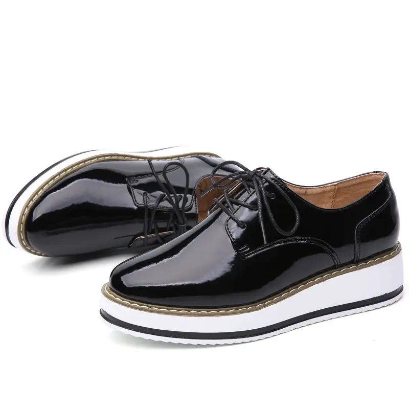 LAISUMK/весенние кожаные женские туфли на плоской платформе броги Винтажная обувь