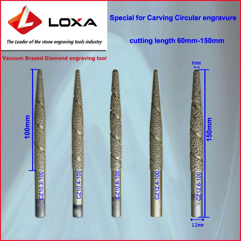 LOXA вакуумная пайка Алмазный гравировальный инструмент длина реза 100 мм сверло