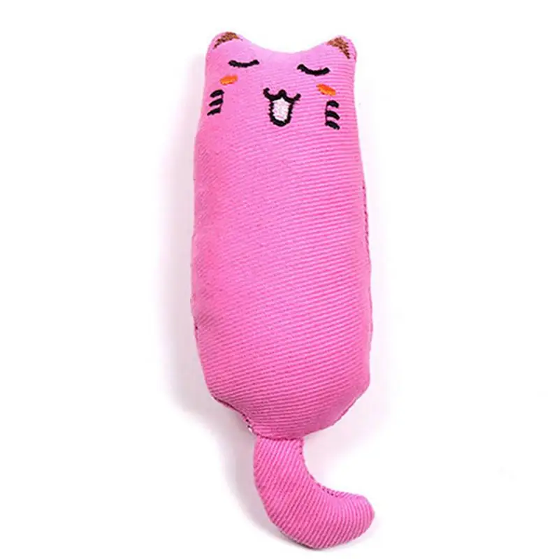 Pink Кошка шлифовальная кошачья мята игрушки смешной интерактивный плюшевый Кот игрушка питомец котенок жевательная игрушка когти палец укус кошка мята для кошек зубы игрушки - Цвет: Pink