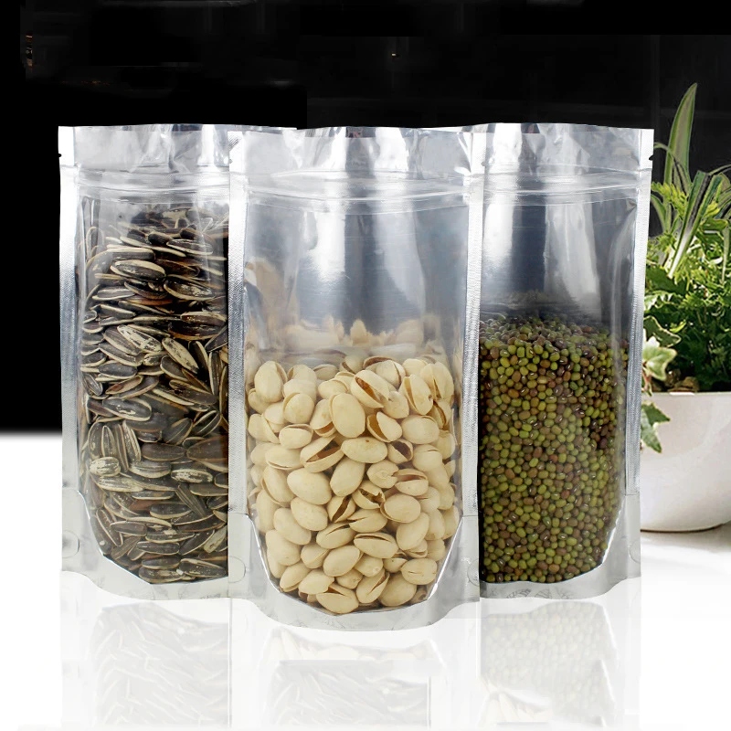 50 шт. стоячий пакет прозрачная Алюминиевая сумка из фольги с замком серебристый