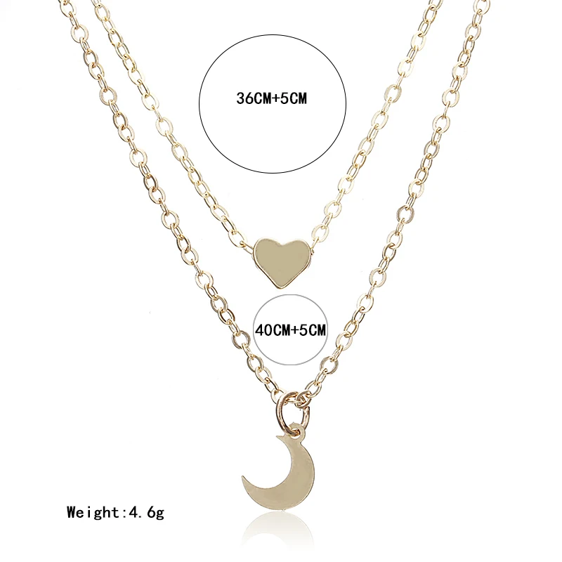 Новинка хит модное женское ювелирное изделие ожерелье с Луной и сердечком