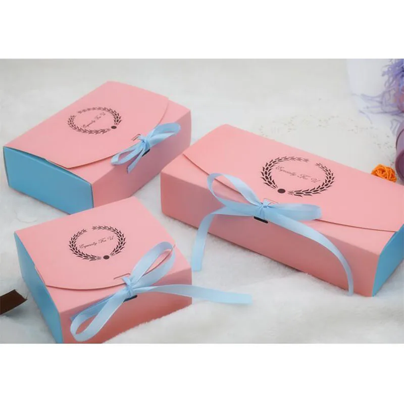 3 размера розовая Подарочная коробка для свадебного торта с лентой большая