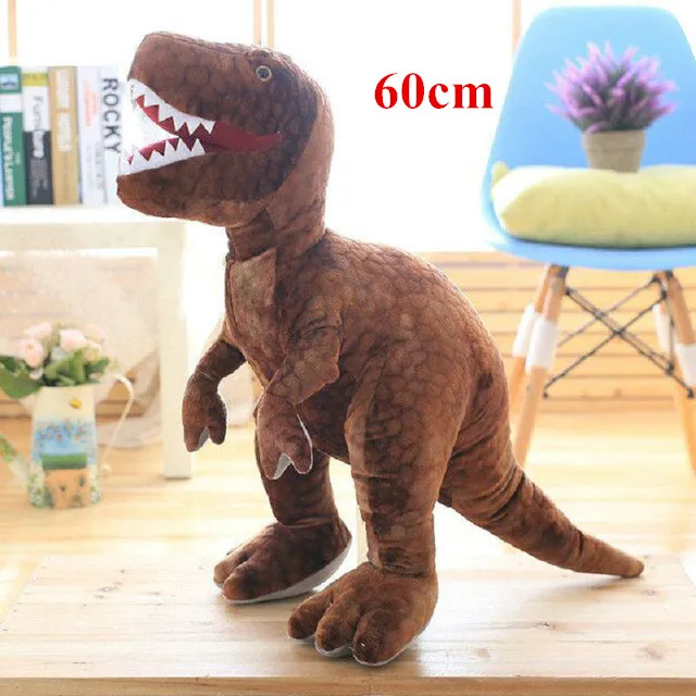 60cm brown Зеленый/коричневый мальчик динозавр подушка плюшевые игрушки милые плюшевые тираннозавр кукла плюшевые игрушки мягкие плюшевые животные детские игрушки подарок на день рождения - Цвет: 60cm brown