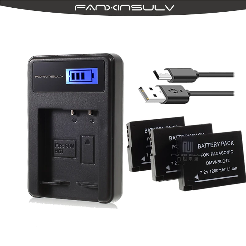 3 шт. DMW BLC12 BLC12E BLC12PP аккумулятор + USB ЖК зарядное устройство для Panasonic Lumix FZ1000 FZ200 FZ300